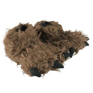 Lazy One Boys Girls Slippers Bear Feet Fuzzy Slip On Brown Size 13-3